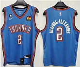 Men's Oklahoma City Thunder #2 Shai Gilgeous-Alexander Blue With NO.6 Patch Stitched Jersey,baseball caps,new era cap wholesale,wholesale hats